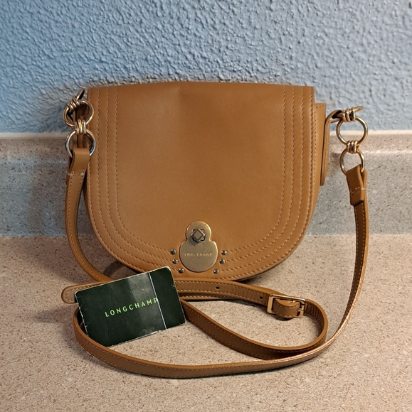 Longchamp Handbags - Authentic Longchamp Camel Tan Leather Crossbody Bag